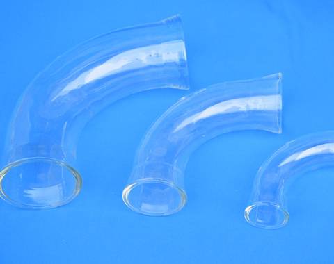 There are three various sizes glass elbows.