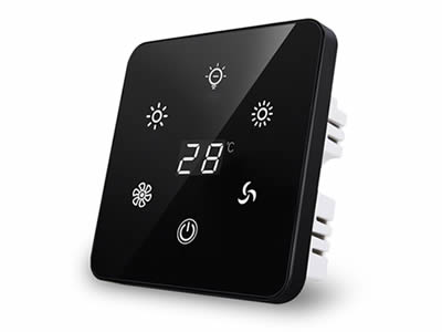 A black color glass touch switch with six pattern button on the panel.
