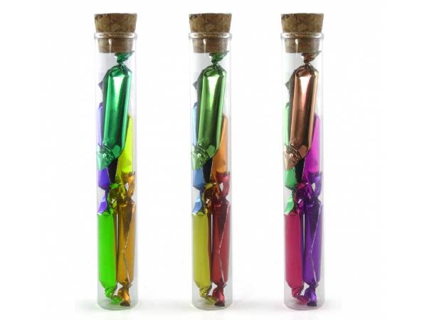 Glass test tubes for candy packaging.